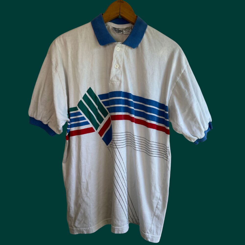 Rare Vintage 1970s 1980s Brian MacNeil Graphic Print Polo